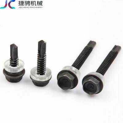 Carbon steel black color steel tile iron sheet outer hexagonal drilling self-tapping screws