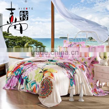 Skin feeling bedding tencel reative printing sateen bedding set