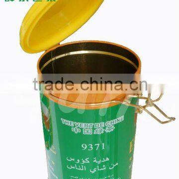 Printing Round Tea Tin Box With Hinged Lid