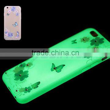Ultra-Slim Glow In the Dark Mobile Phone Cases Luminous Plastic TPU Back Butterfly Flower Case for IPhone 6S 5 Plus photo-6