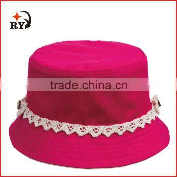 China factory new products lace applique small size child cotton bucket hats