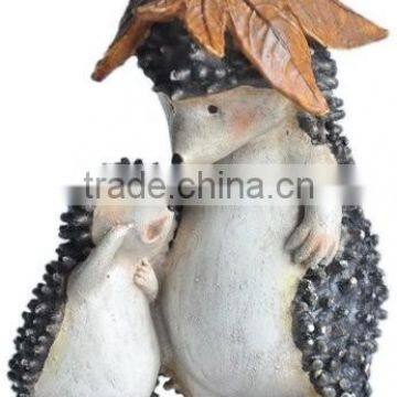 Top Collection Enchanted Story Fairy Garden Hedgehog with Baby Outdoor Statue