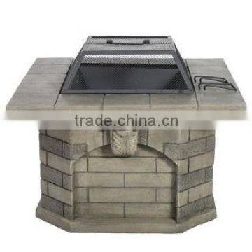 Outdoor Square Fibreglass Rock Stone Fire Pit Cooking Tiled Stove