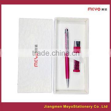 crystal filled pen ball pen and flash usb driver,business gift