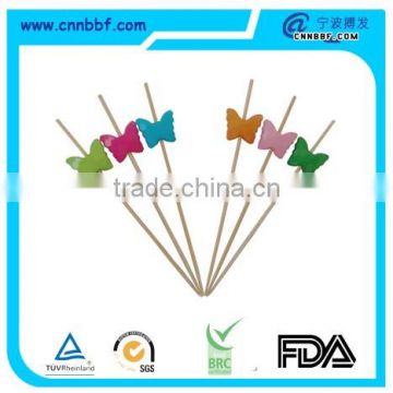 Butterfly decorate disposable bamboo sticks bamboo skewer