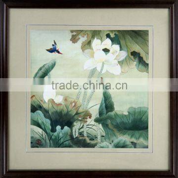 flowers and birds paiting hand embroidery work for wall decoration