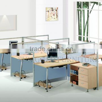 High End Office Glass Partition Design Modern Office Cubicle Workstation for 6 Person(SZ-WS338)