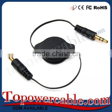 Factory Wholesale Retractable 3.5mm Speaker AUX Stereo Audio Cable In Car