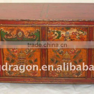 Chinese Antique Tibetan four Door Four Drawer Cabinet 140*41*51cm