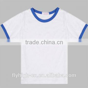 contrast color o neck custom high quality kids t shirt