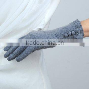 Best Feeling Grey Color Lady Wool Gloves With Wool Lining photo-3
