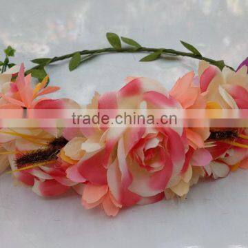 Newest Design Women Girls Artificial Flower Headband Tiara Crowns Garland Wedding For Adults photo-4