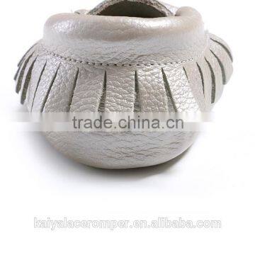 Silver Sequin Charcoal Fringe Baby Leather Moccasins,Toddler Leather Baby Shoes photo-5