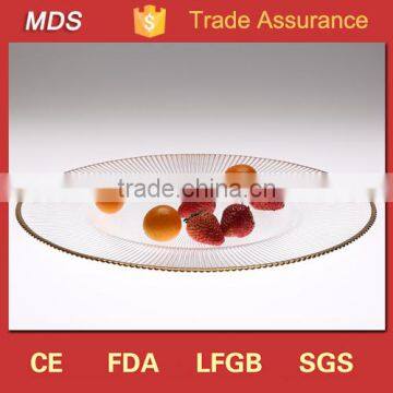 Wholesale round charger gold rim glass plate