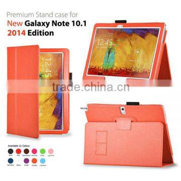 2014 tablet accessories manufacturer for Samsung Galaxy Note 10.1 stand leather case