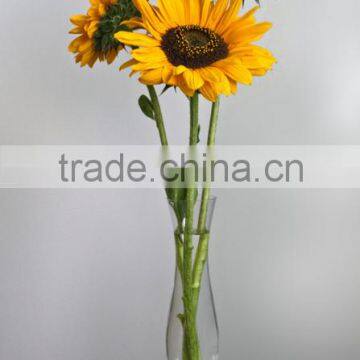 Brandy in stocks popular model flower glass vase blue spray color customized size blown manufacture