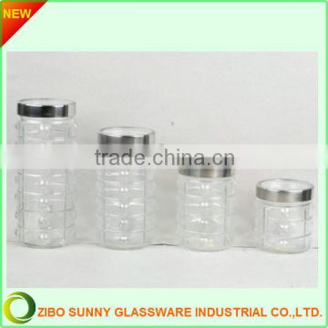 Set of 4pcs Glass Storage Jar with lid