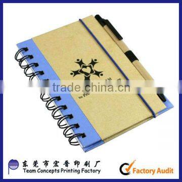 wholesale spiral wire-o notebook with elastic strap and pen