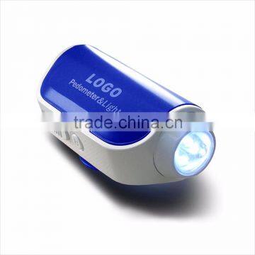 Promotional item Blue color pedometer with LED Torch and logo