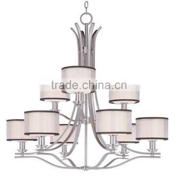 modern oval chandelier Sand nickel finish with two tiers grey shades with sealing chandelier