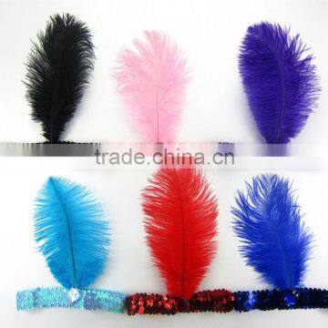 1920S sequin feather flapper headband charleston fancy dress costume accessory