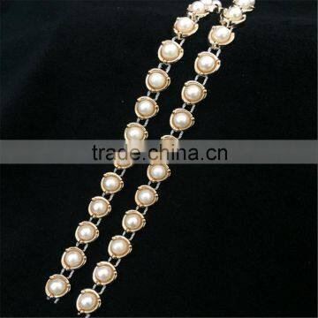 Cheap Plastic Pearl Beaded Lace Trim for Wedding Dress photo-4