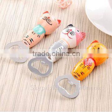 Cartoon Painted Wood Handle Beer Bottle Opener