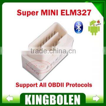 Top selling SUPER MINI ELM327 Bluetooth OBD2 V2.1 White Smart Car Diagnostic Interface ELM 327 Wireless Scan Tool