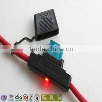 in-line plastic automotive fuse holder led with wire