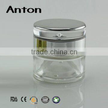 30g Cosmetic Glass Jars Luxury With Seal And Aluminum Silver Cap