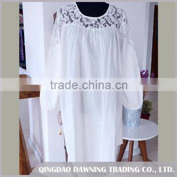 Fashionable Embroidered White Cotton Nightdress/Dressing Gown
