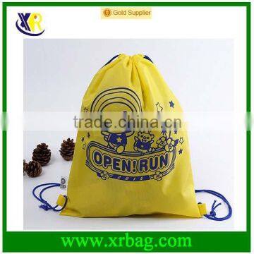 Promotional Cheap Polyester Yellow Kids Drawstring Backpack Bags