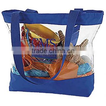 Vision Nylon Tote/Small Clear PVC Tote with Color Trim/Small Clear Tote