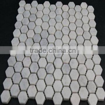 hexagon shape white marble mosaic tile