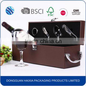 China factory PU leather cover MDF wine gift box