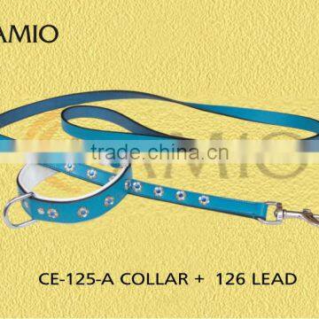 CE 125 A + 126 Diamond Dog collar with lead