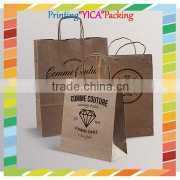 Shopping market nice quality colorful printing twist handle kraft paper bag