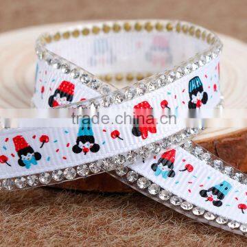Iron On Rhinestone Patterns Chain,Printing Beautiful Parttern Ribbon Base On Glue For Garment Accessory photo-4