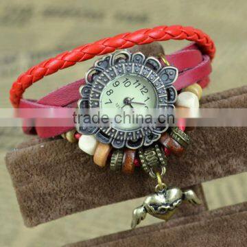 Wholesale New Style Retro Metal Fashion Leather Bracelet Water Quartz Hand Clock Women Wrist Watch ,antique Gold Filled Watch photo-2