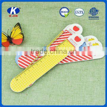 Promotional hot sale shaped ruler 13cm custom wood color printing elliptical straight ruler for school students