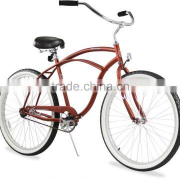 26" Brown Single Speed Beach Cruiser Bike/wholesale Cruiser Bikes/cruiser Bicicleta for Sale (PW-B26365)