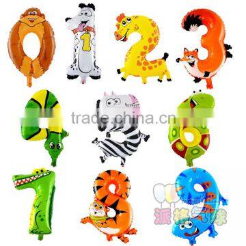 Birthday Party Decoration 16inch Animal Shaped Inflatable Number Balloon