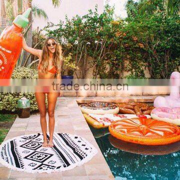 cotton good quality large round beach towels with tassel