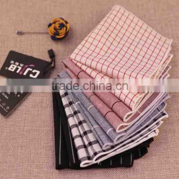 High Quality Plaid Printing Cotton Men Suiting Pocket Squares