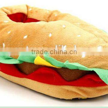 Custom plush slipper,plush toy slipper ,adult plush indoor slipper,Plush Hamburger Shape Slippers