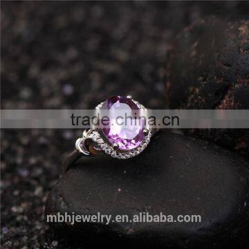 Hot Sale Jewellery Set 18K Gold Plated 925 Sterling Silver Precious Natural Amethyst Gemstone Pendant Ring Jewelry Set photo-3