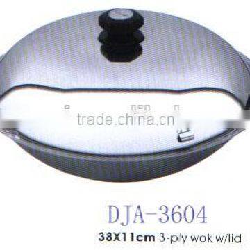 AH3602 32CM 34CM 36CM 38CM STAINLESS STEEL 201 CHINESE WOK SET photo-3