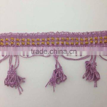 purple braid polyester decorative brush curtain tassel fringe trimming