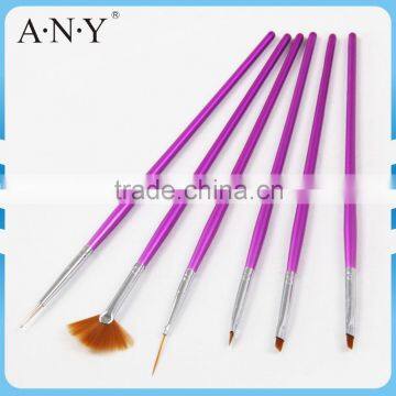 ANY Beauty UV Gel Nails Building 6PCS Nylon Nail Brush Set