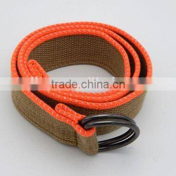 Canvas Belt Ouble D-ring Buckles Knitted Men Belt Multy-ply Fabric Cotton Belt Cheap Price photo-2